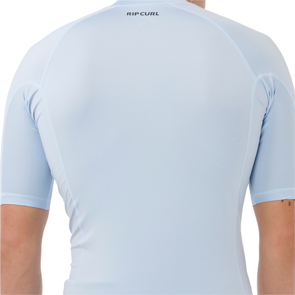 2025 Rip Curl Männer Waves Perf Short Sleeve Lycra Vest 16MMRV - Blue Wind